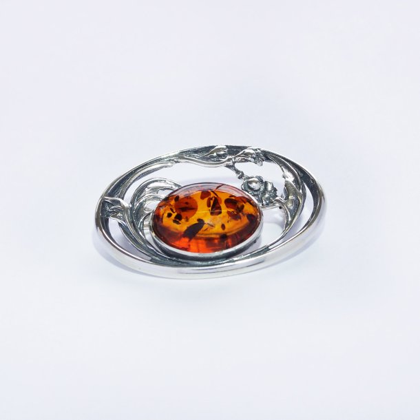 SLV BROCHE MED ORANGE/RDT RAV